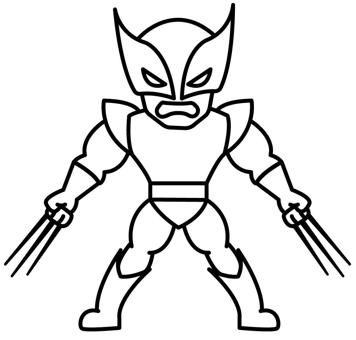 Wolverine chibi de braços abertos para colorir