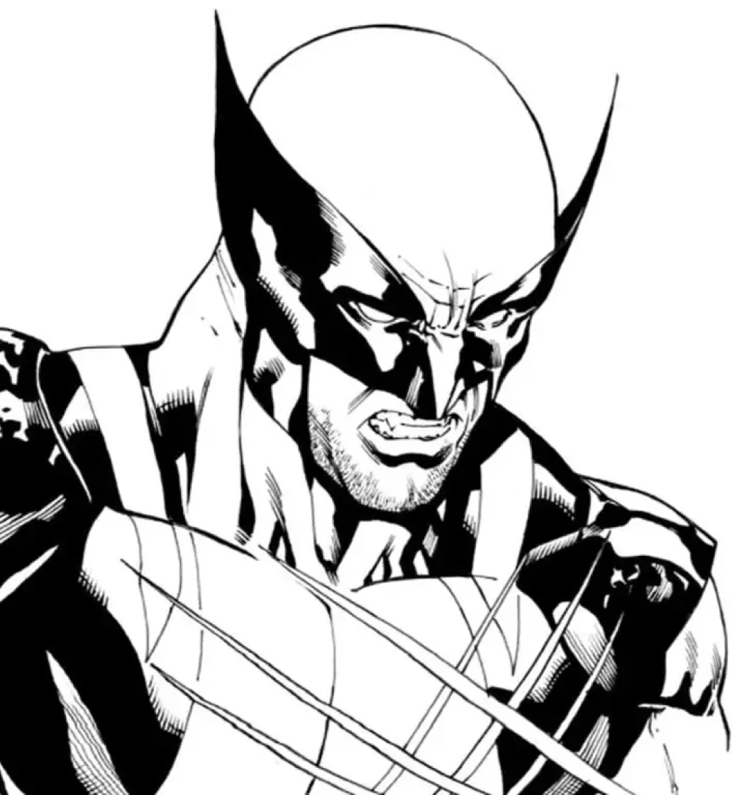 Wolverine em ataque com uniforme sombreado para colorir