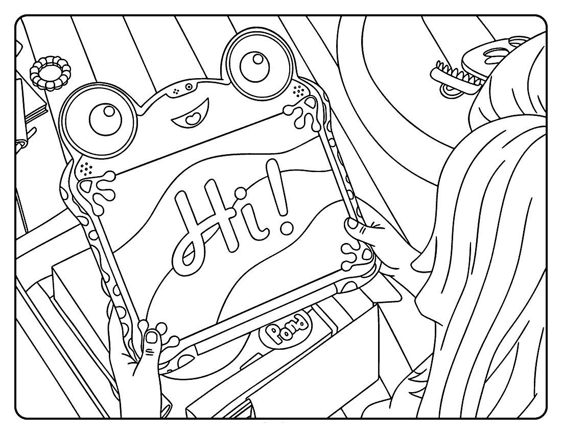 Woody e a turma com o tablet em Toy Story 5 para colorir