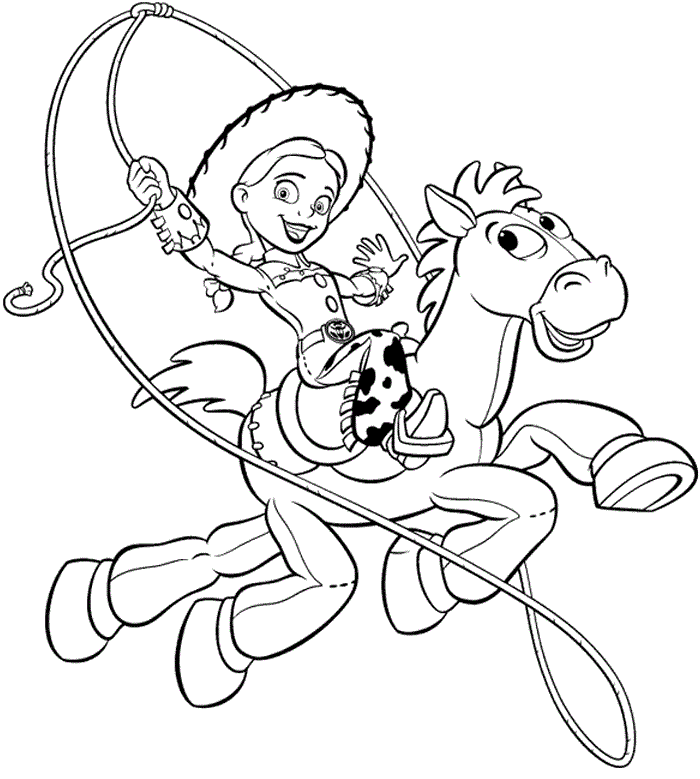 Woody girando o laço de vaqueiro para colorir