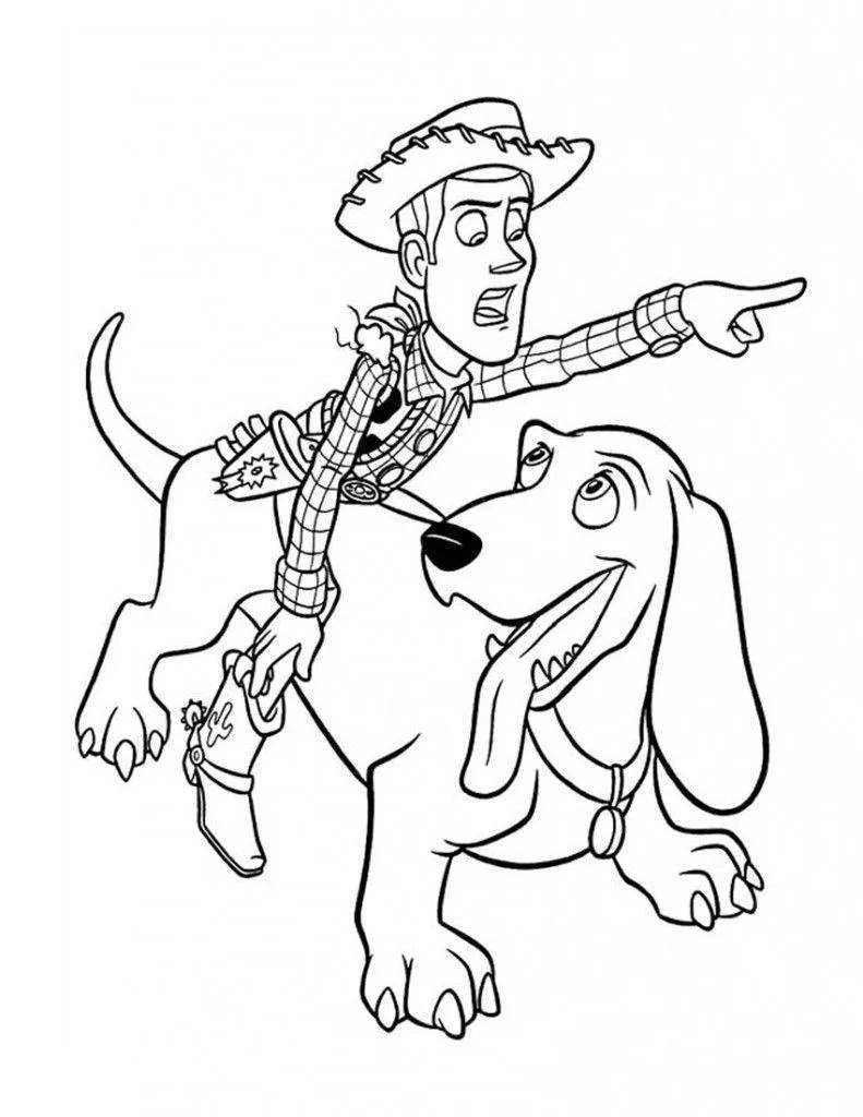 Woody montado no Slinky para colorir