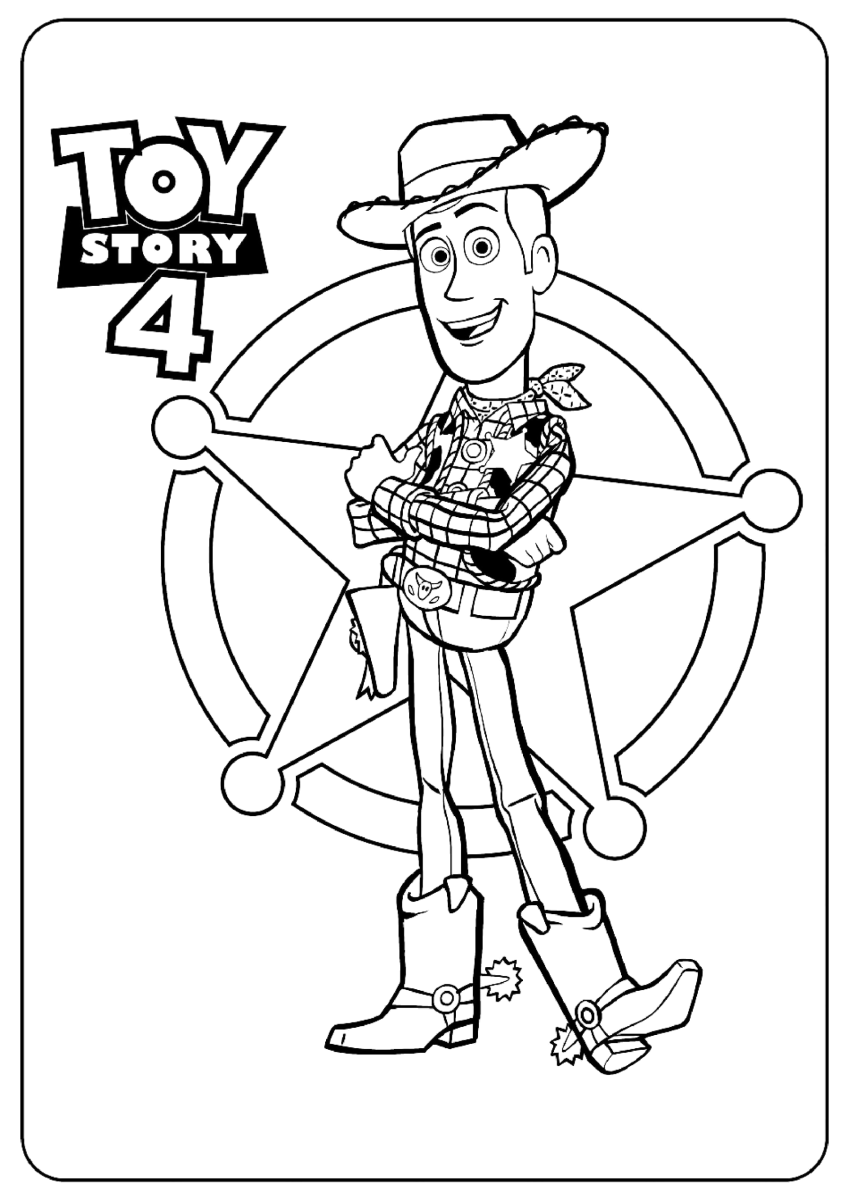 Woody no pôster de Toy Story 4 para colorir