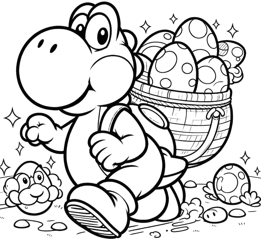 Yoshi carregando ovos para colorir