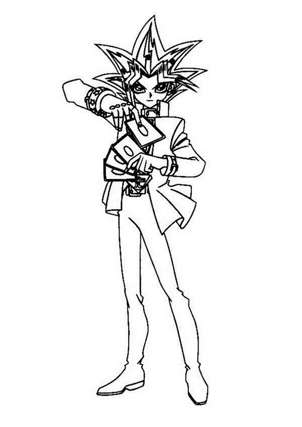 Yugi acenando de braço erguido para colorir