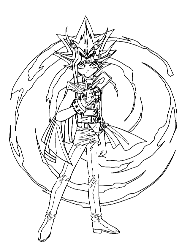 Yugi envolto pela energia do Enigma do Milênio para colorir