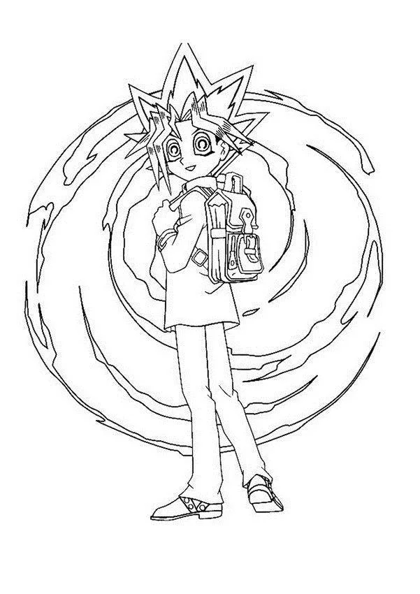 Yugi girando em um redemoinho de energia para colorir