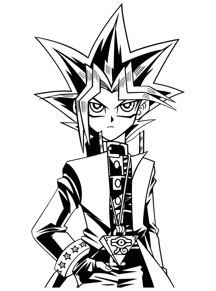 Yugi Muto com o Enigma do Milênio no peito para colorir