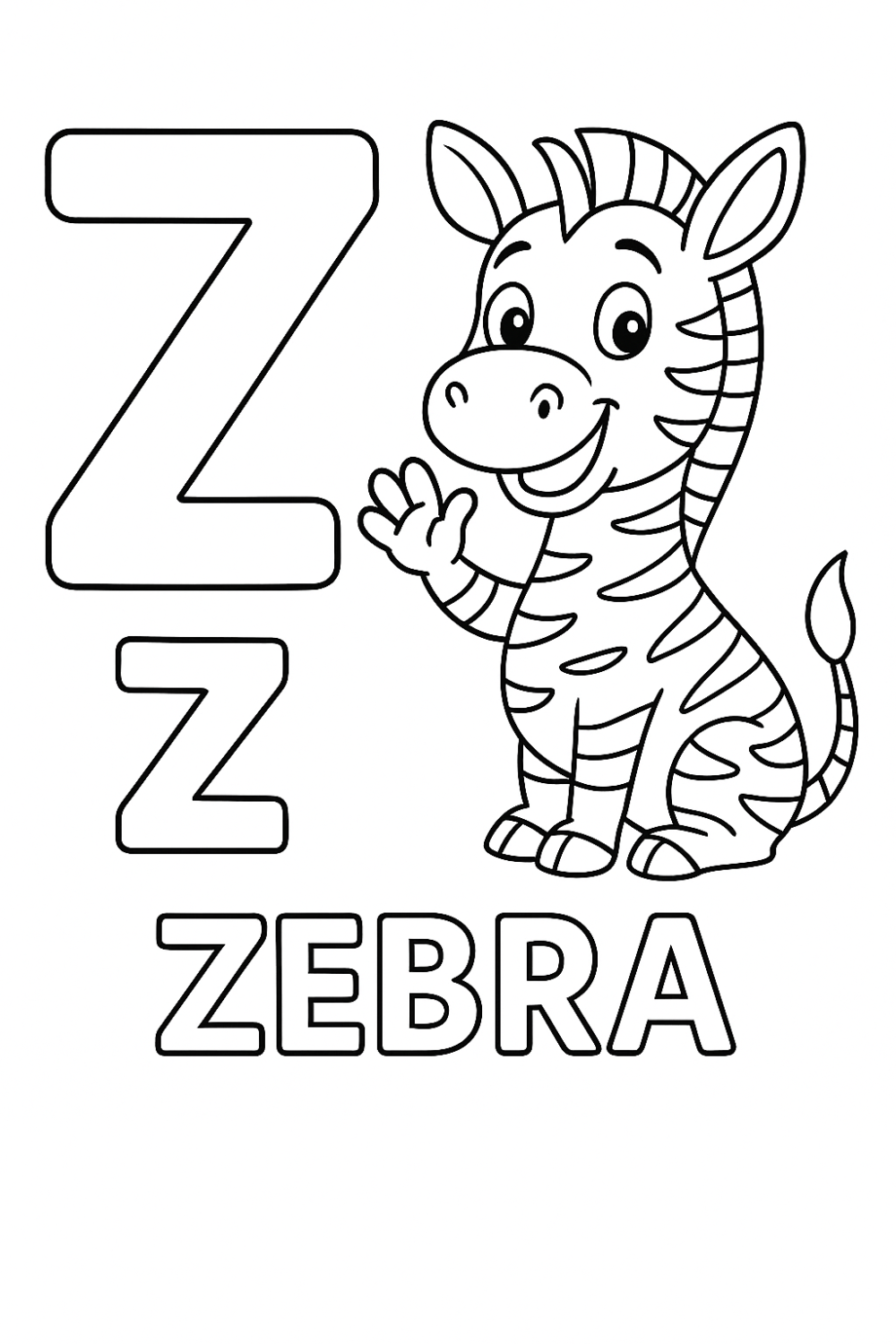Z de Zebra para Colorir